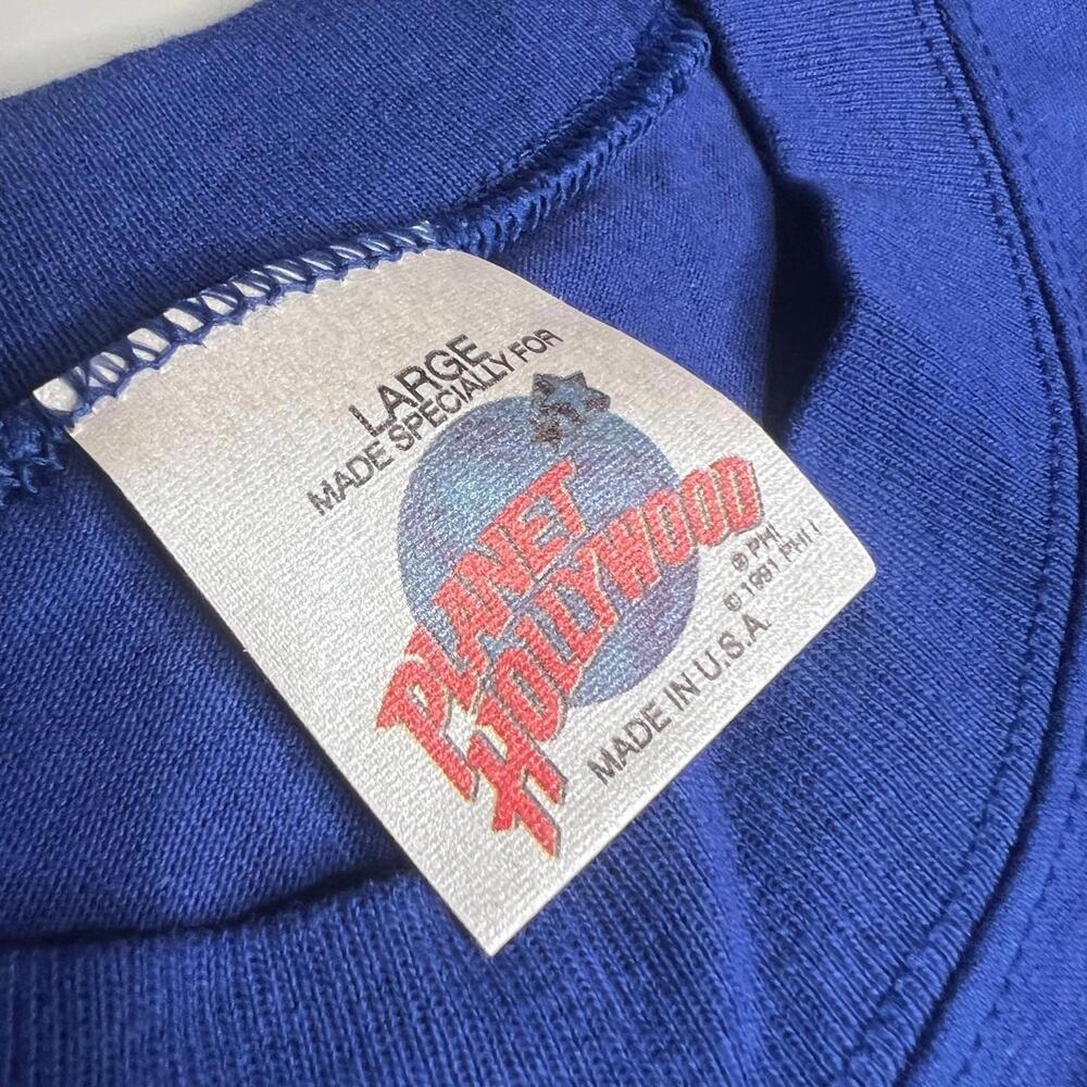 Vintage Planet Hollywood Walt Disney World T-Shirt Blue Size L Made in USA 90s T - Picture 7 of 9
